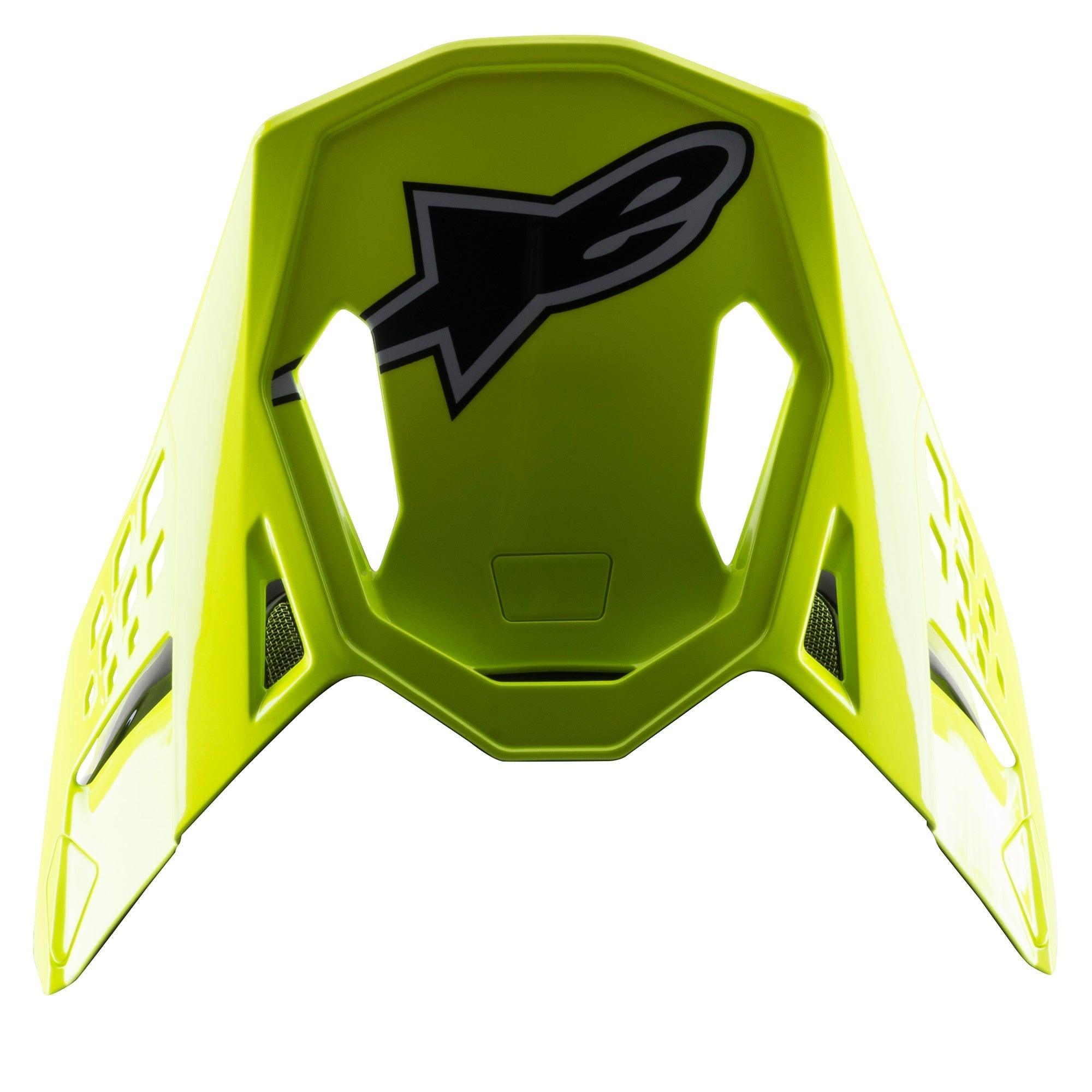 Alpinestars S-M8 Factory Visier, Ersatz-Motocross-Helmschirm, Gelb Fluo Glänzend, mit schwarzem Alpinestars-Logo und aerodynamischen Ausschnitten, kompatibel mit Supertech M8 Helmen