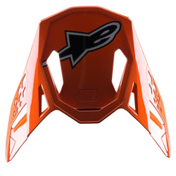 Alpinestars S-M8 Factory Visor, Motocross Helmet Replacement Peak, Glossy Orange with black and grey Astar logo, snap-on helmet accessory for off-road racing