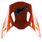 Alpinestars S-M8 Factory Visier, Motocross-Helm-Zubehör, Glänzend Orange mit großem schwarz-weißem Alpinestars-Logo, aerodynamische Belüftungsausschnitte, Ersatz-Helmschirm für Supertech M8 Helme