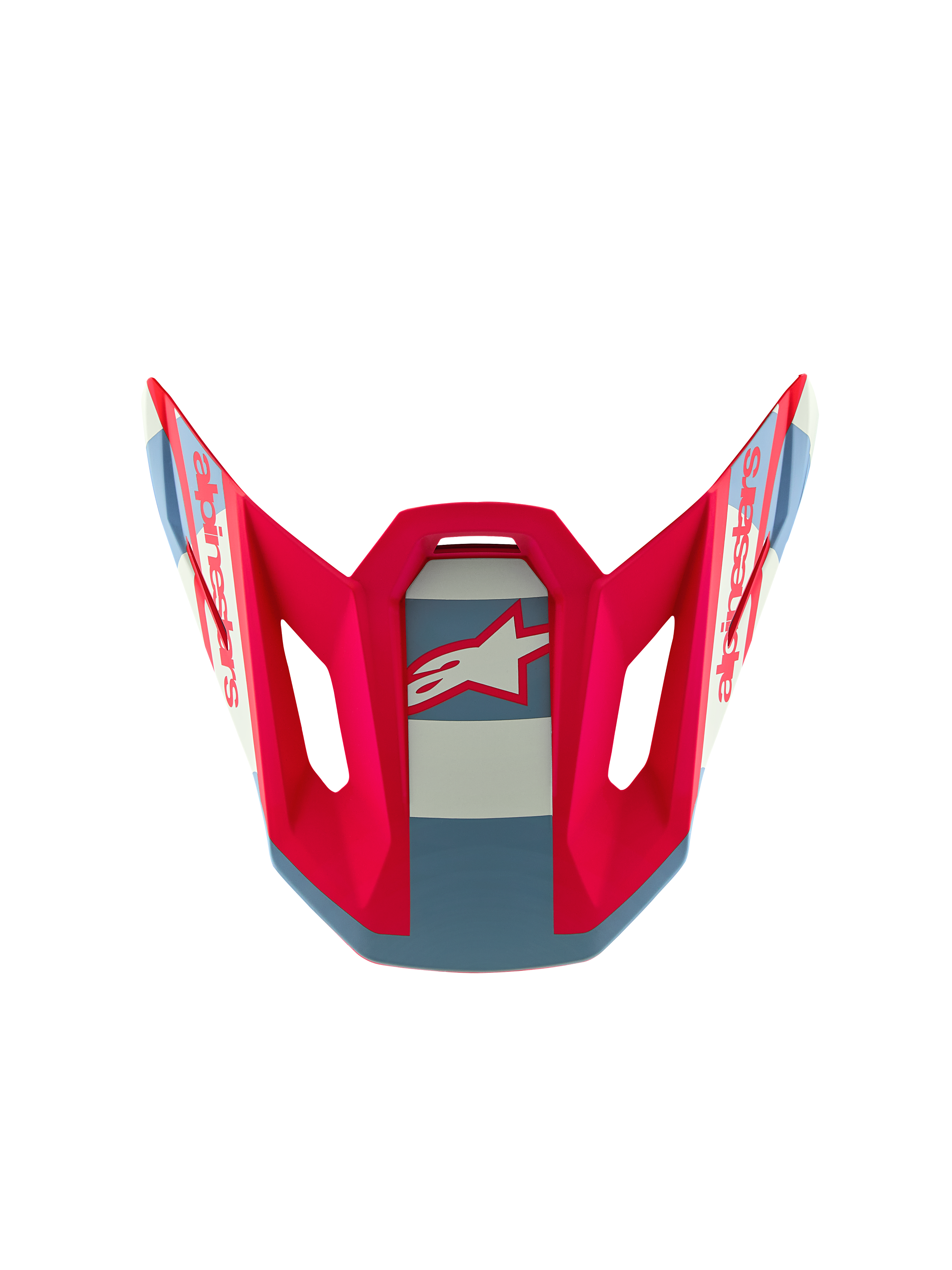 Alpinestars S-M7 Beast Coast Limited Edition Visier, rot, blau und weiß mit Logo, Ersatzteil für Motocross-Helme.