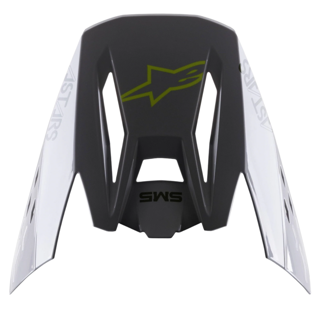 Alpinestars S-M5 Bond Visier, Helmzubehör, Silber Gelb Fluo Glänzend, dunkelgrauer Mittelteil mit neongelbem Logo, silberne Seitenpanele mit Astars-Branding, glänzendes Finish, Ersatzvisier für S-M5 Motocross-Helme