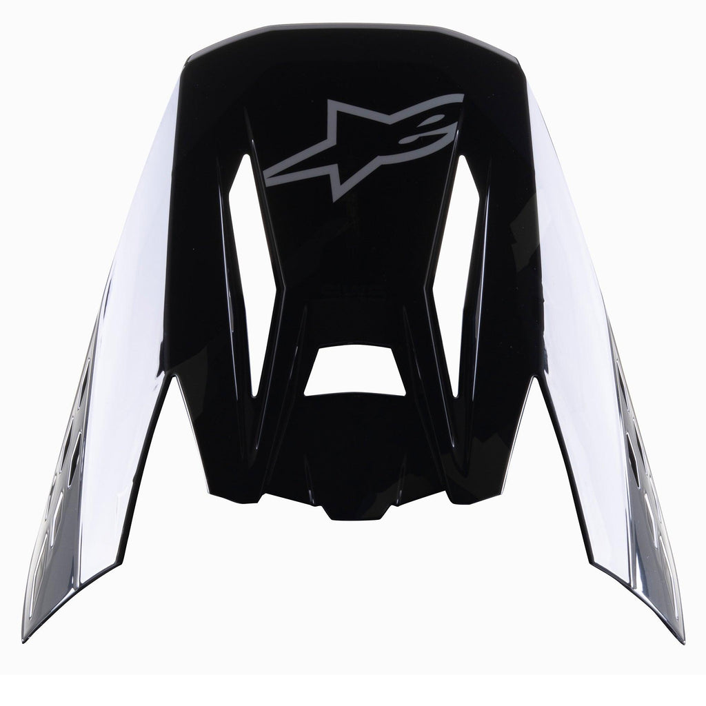 Alpinestars S-M5 Rover Visier, Motocross-Helm Ersatzvisier, Schwarz Anthrazit Camo Glänzend, mit grauem Alpinestars-Logo, eckiges Design mit Camouflage-Seitenakzenten, Ersatzzubehör für Offroad-Rennhelme