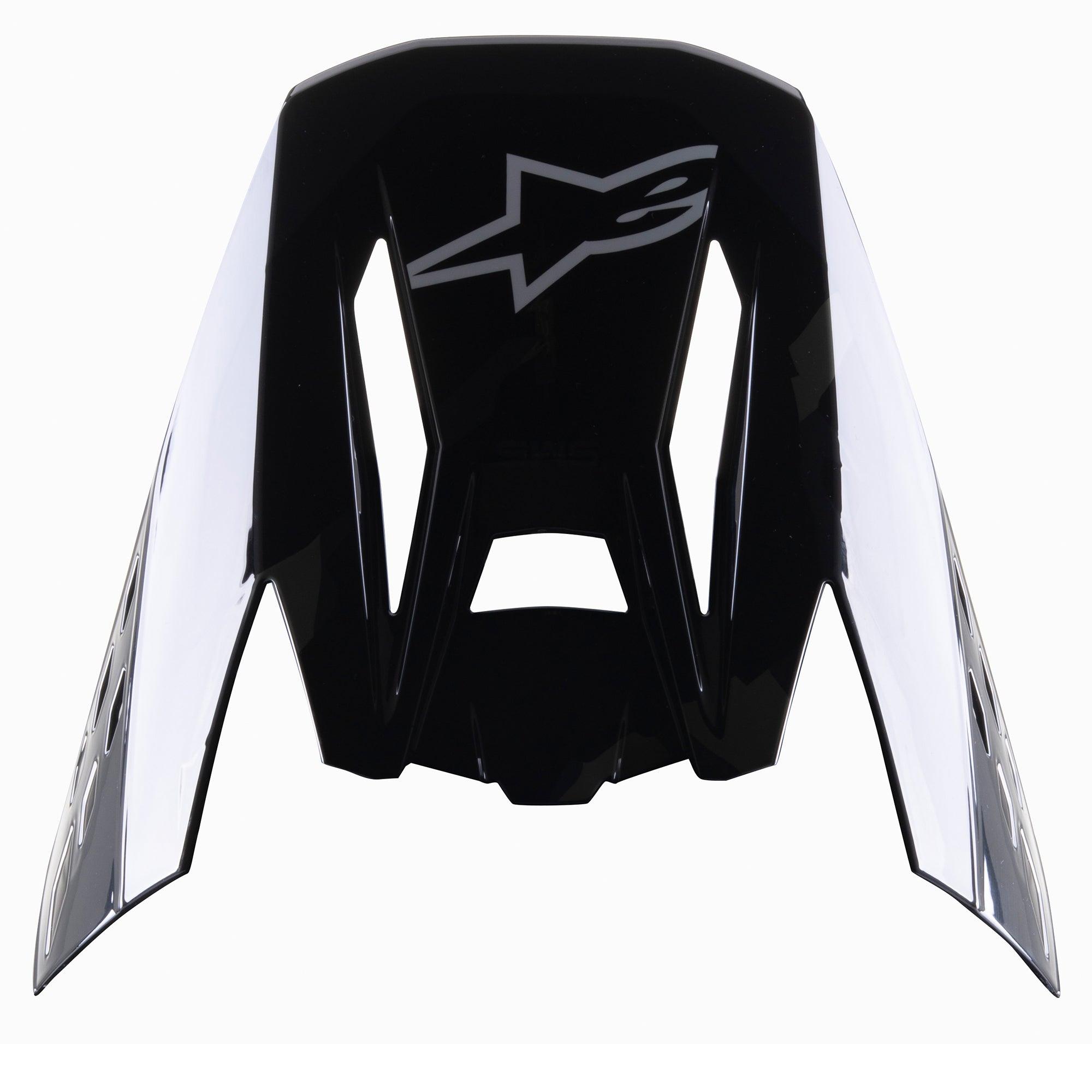 Alpinestars S-M5 Rover Visor, Motocross Helmet Replacement Peak, Black Anthracite Camo Glossy, featuring grey Alpinestars logo, angular design with camouflage side accents, replacement accessory for off-road racing helmets