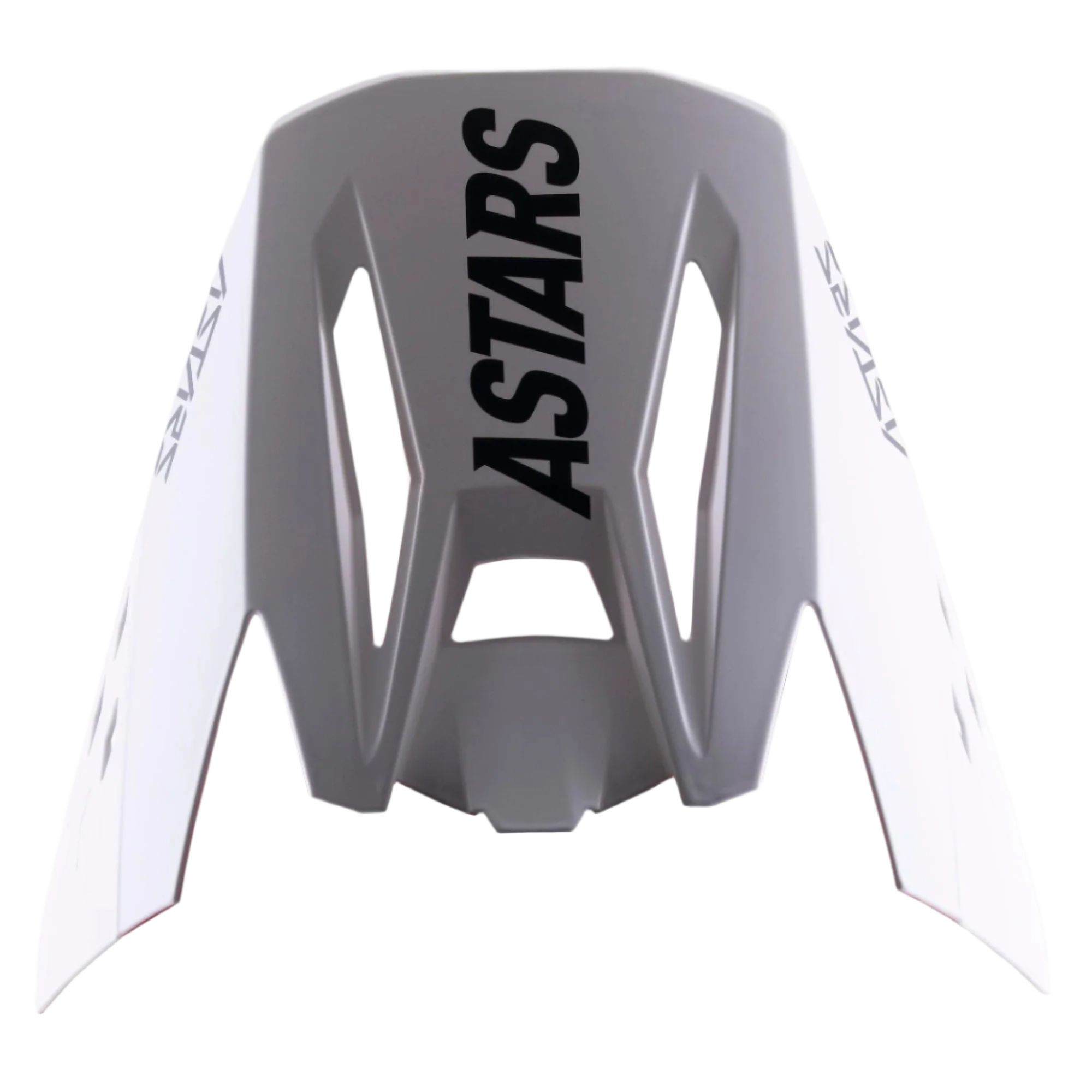 Alpinestars S-M5 Rayon Visier, Motocross-Helm Ersatzschirm, Schwarz und Grau Matt, mit markantem schwarzem ASTARS-Branding auf der Oberseite und an den Seiten, langlebige Kunststoffkonstruktion mit aerodynamischen Aussparungen für den Offroad-Einsatz