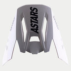 Alpinestars S-M5 Rayon Visor, Ersatz-Helmschild für Motocross-Helme, Grau mit markantem schwarzem ASTARS-Branding oben und an den Seiten, mattes Finish, kantiges Design mit Belüftungsschlitzen für Offroad-Performance