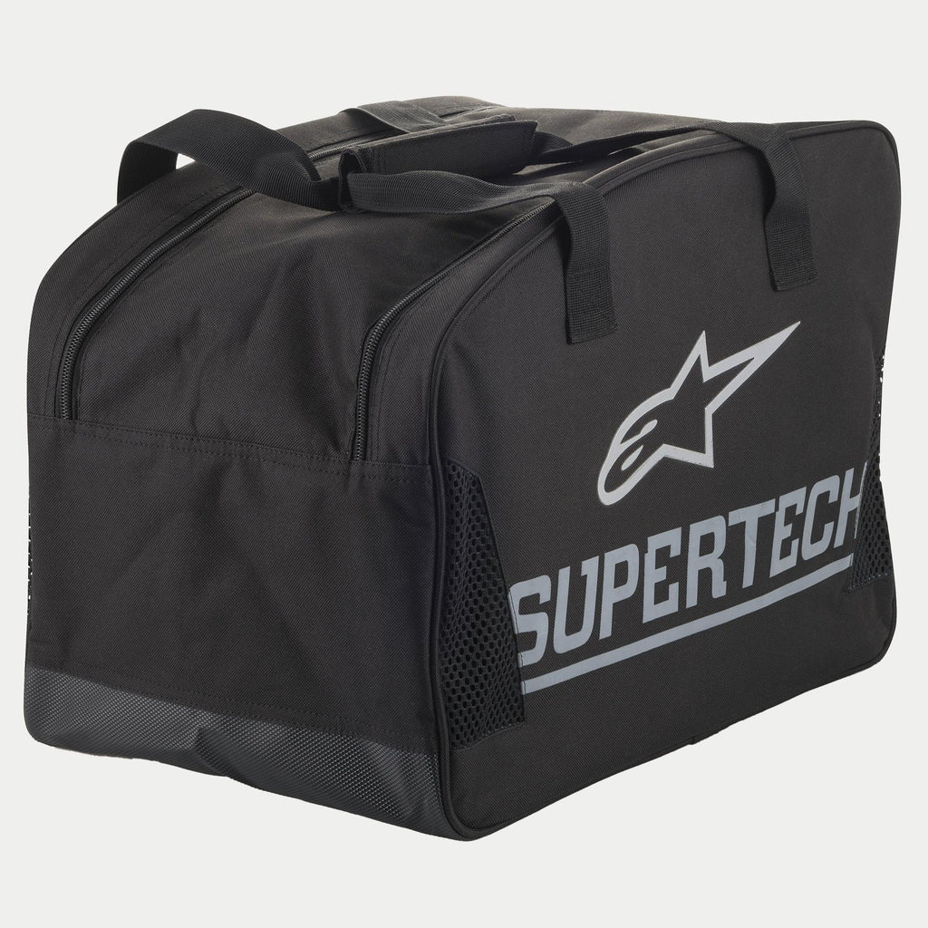 Alpinestars Supertech Semi Rigid Helmetscheltasche, Motorradhelmtasche, Schwarz und Silber, langlebige Konstruktion mit stabilen Tragegriffen und großem Supertech-Logo