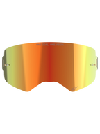 Alpinestars Supertech Mirror Lens, Motocross-Brillen-Ersatzglas, Mirror Red mit orange-gelbem Farbverlauf, mit „ONE GOAL. ONE VISION.“ Schriftzug, integrierten Tear-Off-Pins und verspiegelter Oberfläche für den Offroad-Rennsport