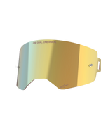 Alpinestars Supertech Spiegelscheibe, Mirror Gold, reflektierende Ersatz-Brillenscheibe mit integrierten Tear-Off-Posts und „ONE GOAL. ONE VISION.“-Schriftzug, hochklares Motocross-Zubehör.