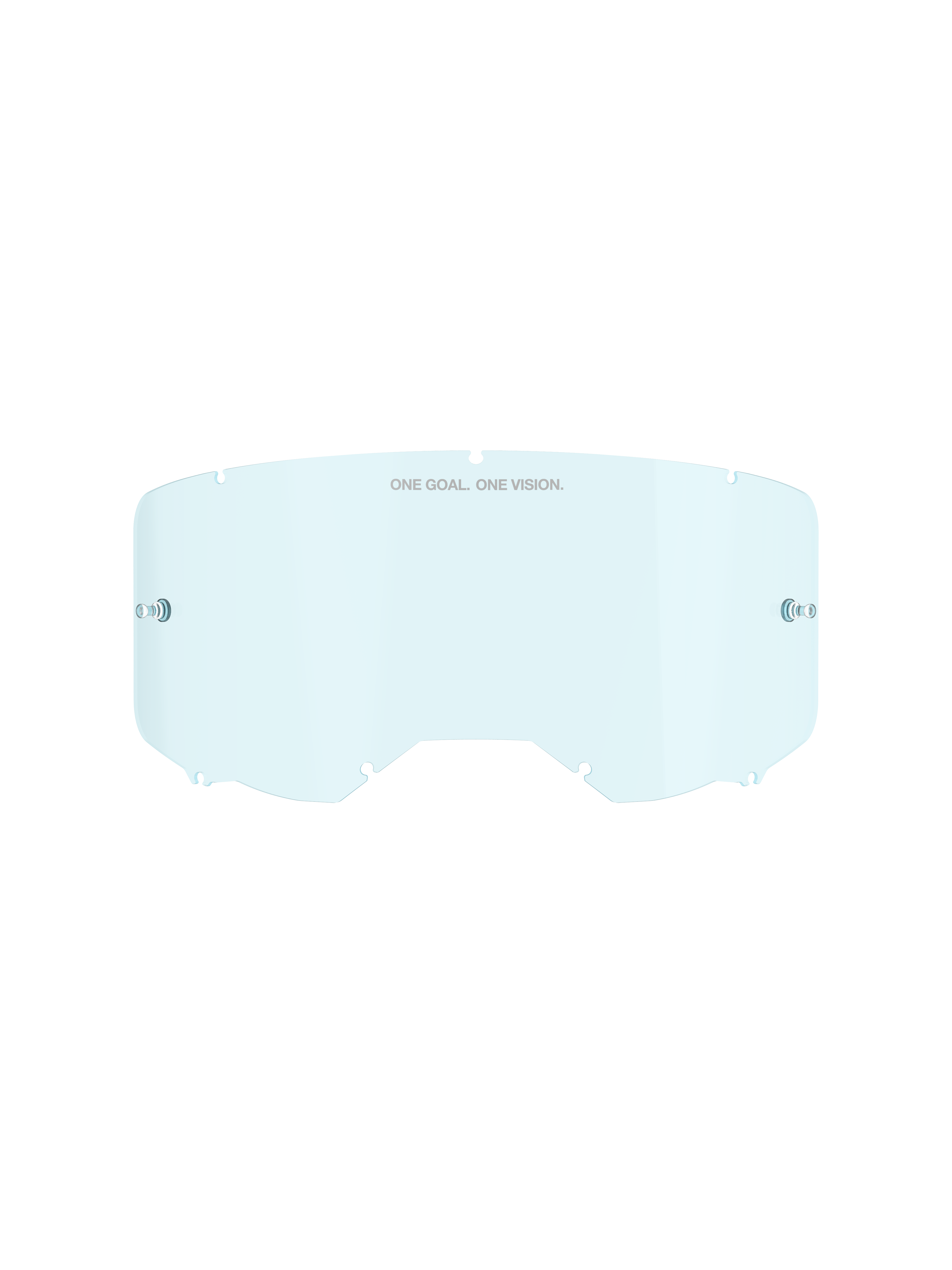 Alpinestars Vision 8-5-3 Smoke Linse, Ersatzglas für Crossbrillen, hellblaue halbtransparente Tönung, Polycarbonat-Konstruktion, gebogenes Design mit „ONE GOAL ONE VISION“-Schriftzug, Befestigungspunkte für Abreißfolien