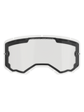 Alpinestars Vision 8-5-3 Doppelscheiben-Linse, klare Ersatzlinse für Motocross-Brillen, mit schwarzer Innendichtung und Belüftungsöffnungen oben, seitlichen Tear-Off-Pfosten, „ONE GOAL ONE VISION“-Branding am oberen Rand, Offroad-Rennsport-Zubehör
