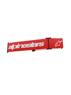 Alpinestars Supertech Goggles Strap, Red motocross goggle replacement strap with white Alpinestars logo and text, featuring black adjustment clips and woven elastic fabric.