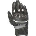 Alpinestars SPX Air Carbon V2 Damen-Handschuhe, Schwarz und Anthrazit, kurze Motorradhandschuhe mit Carbon-Knöchelprotektoren, perforiertes Leder und Mesh-Einsätze für Belüftung, weißer Akzentstreifen und SPX-Branding