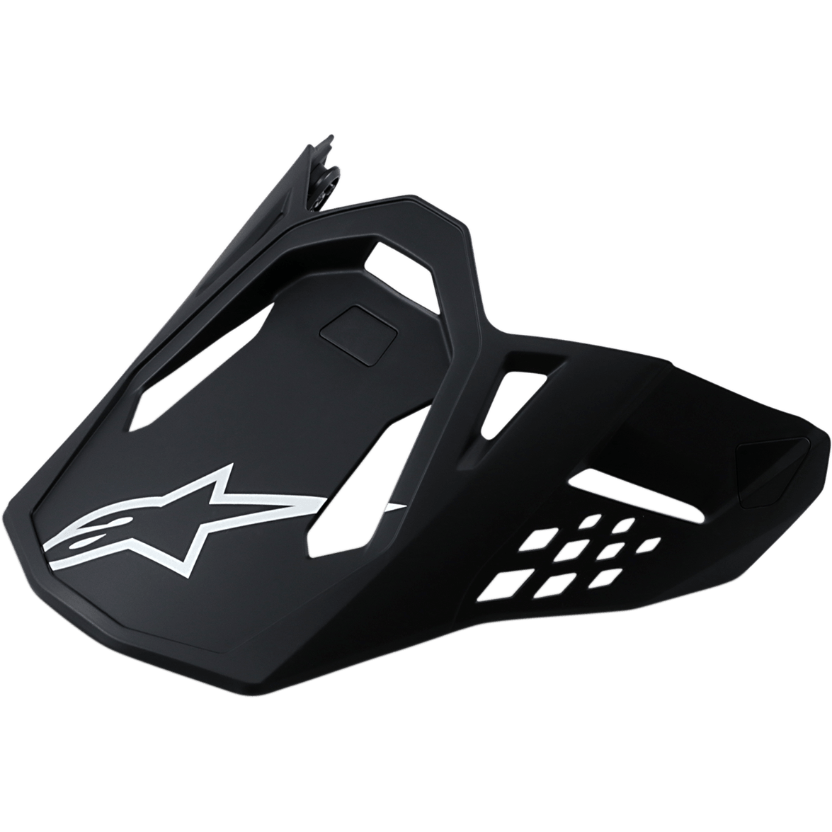 Alpinestars Supertech M10/M8 Visier, Ersatz-Helmschild für Motocross-Helme, matt-schwarzes Finish, weißes A-star Logo, aerodynamisches Design mit Belüftungsausschnitten