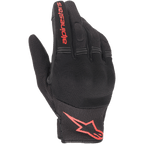 Alpinestars Copper Handschuhe, Urbane Motorradhandschuhe, Schwarz und Fluoreszierendes Rot, mit rotem Astars-Logo und Schriftzug, Mesh- und Spandex-Konstruktion mit gepolsterten Knöcheln, Leichte Ausrüstung für Pendler