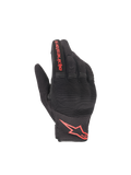 Alpinestars Copper Handschuhe, Urban Motorradhandschuhe für Herren, Schwarz und Rot, leichtes Textilgewebe mit verdecktem Hartschalen-Knöchelschutz und rotem Logo.