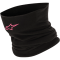 Alpinestars Neck Warmer, schwarzer Fleece-Schlauchschal mit pinkem Stern-Logo, weiches, warmes Material für Motorradfahren bei kaltem Wetter und Motorsport