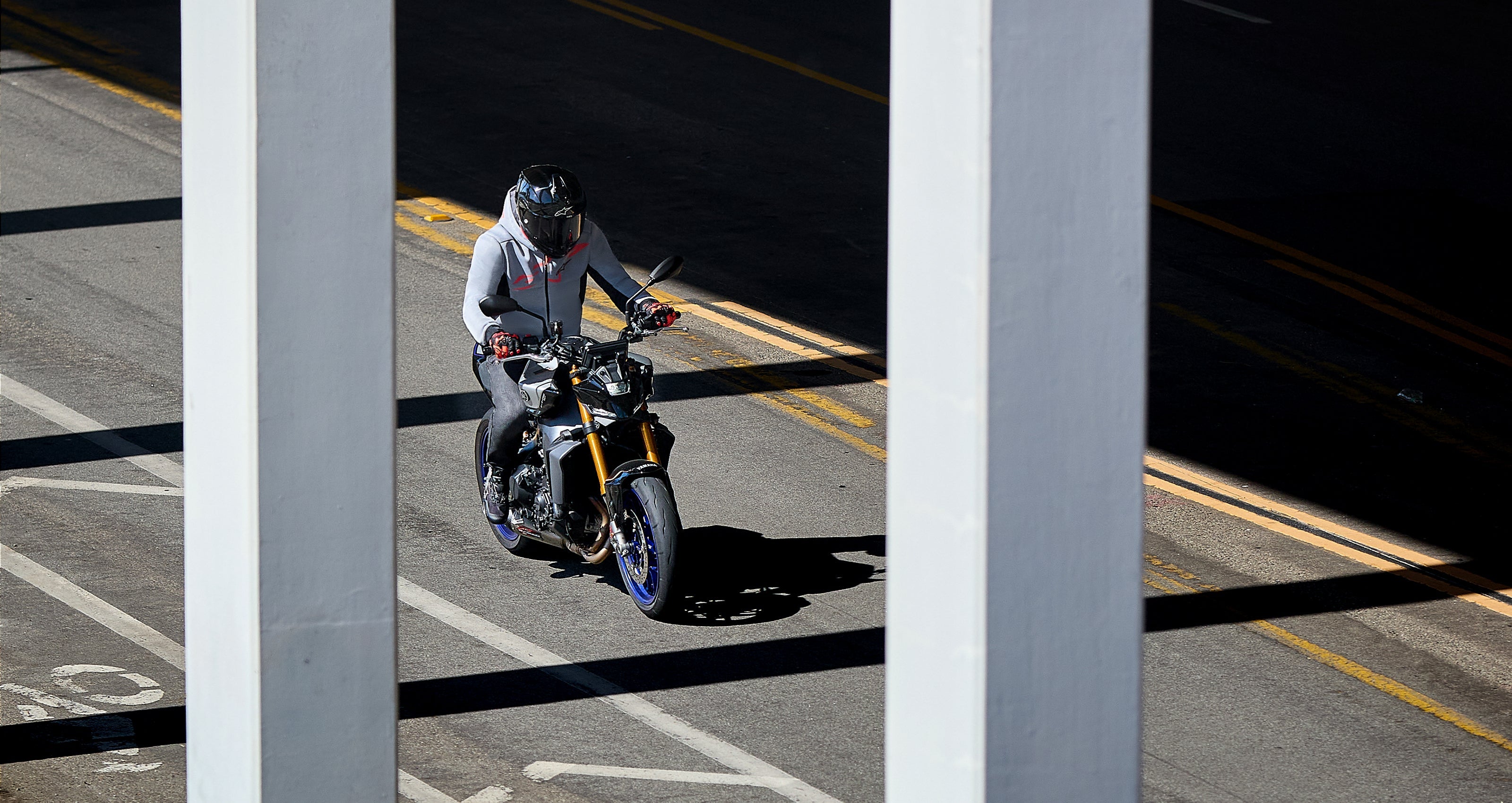 Alpinestars Chrome Superairflow Hoodie, Gray and Red ventilated textile motorcycle hoodie for urban riding.