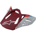 Alpinestars S-M8 Helmvisier Contact, Motorrad-Helmvisier, Mattrot und Hellgrau, mit weißem Stern-Logo, aerodynamisches Design mit geometrischen Ausschnitten, rote und blaue Streifenakzente