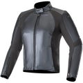 Alpinestars Stella Vika V2 Lederjacke, Damen-Motorradjacke, Metallic-Blau, geschmeidige Lederkonstruktion mit matten Aramid-Stretcheinsätzen, Stehkragen, Front-Reißverschluss, tailliertes figurbetontes Design