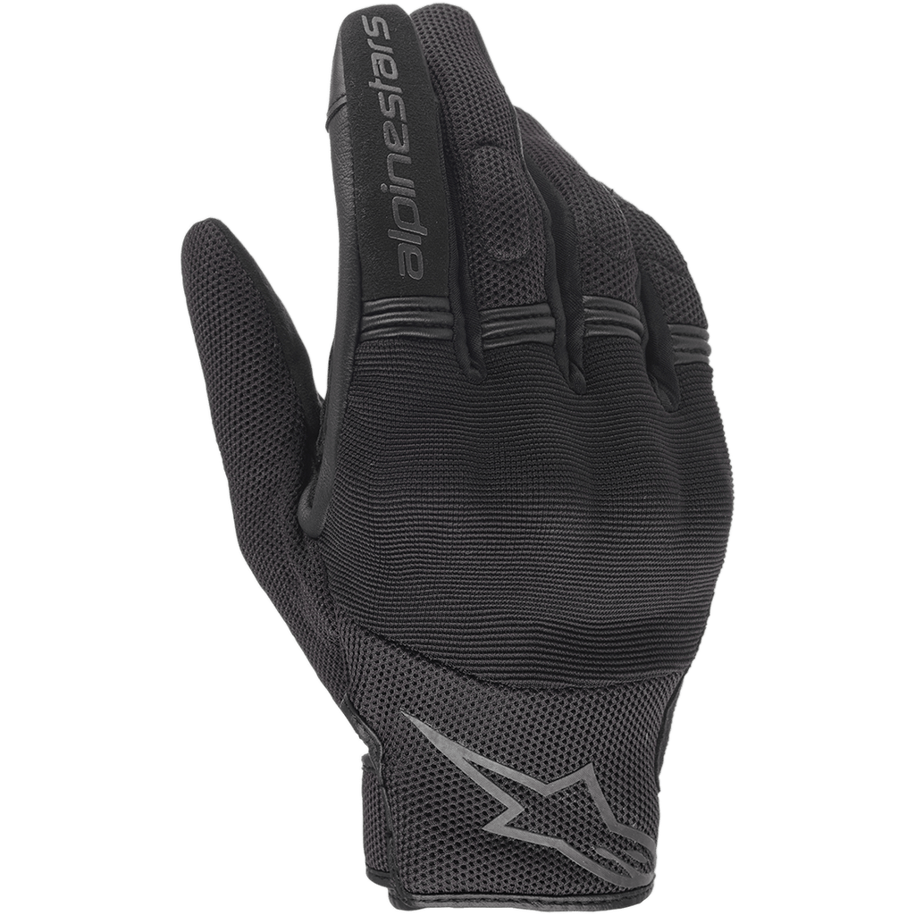 Alpinestars Copper Handschuhe, Schwarz, Urbane Motorradhandschuhe, mit atmungsaktiver Mesh- und Spandex-Konstruktion, Alpinestars-Schriftzug auf dem Zeigefinger, Stern-Logo am Handgelenk, flexible Akkordeon-Fingereinsätze