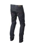 Alpinestars Copper Jeans, Urban Motorradjeans Herren, Dunkelblau, rote Taschennähte, Aramid-Verstärkung, Rückansicht.