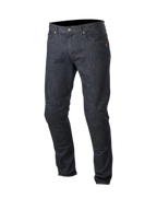Alpinestars Copper Jeans, Herren-Motorradjeans in Dunkelblau mit rotem Logo, Regular Fit und Aramidfaser-Schutz.