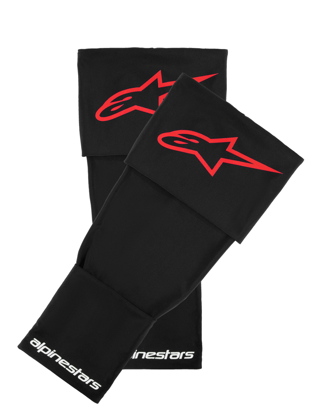 Alpinestars RK-S Knieschutzhülse, Schwarz mit rotem Stern-Logo, Zubehör für Motorrad-Schutzausrüstung, weißes Alpinestars-Branding