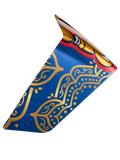 Alpinestars Supertech R10 Martinator Thai Race Spoiler in glänzendem Blau-Gold mit filigranen Mustern und roten Akzenten.
