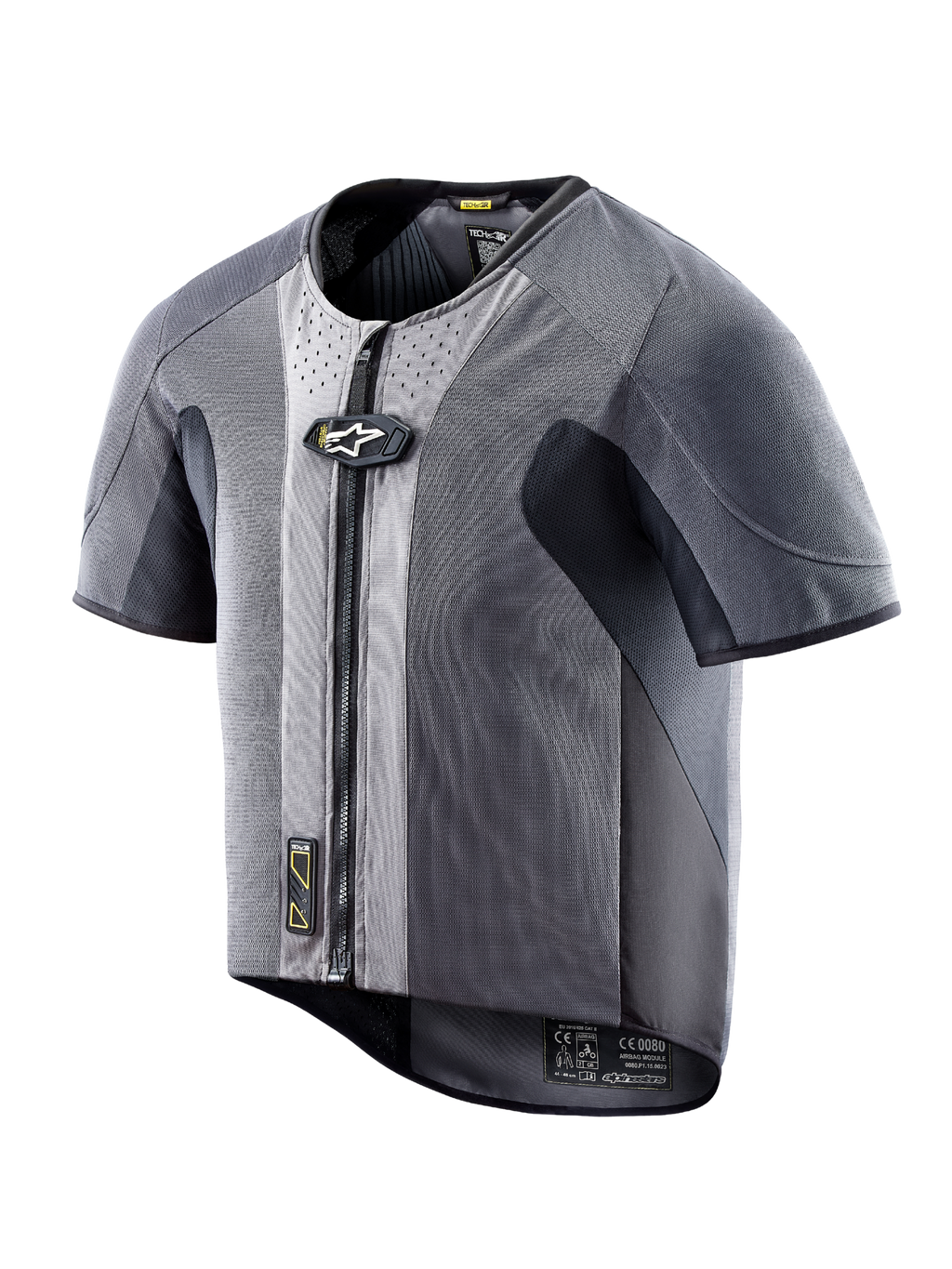 Alpinestars Tech-Air 5 Airbag Vest, dark gray mesh with short sleeves and front-zip for autonomous road riding protection.