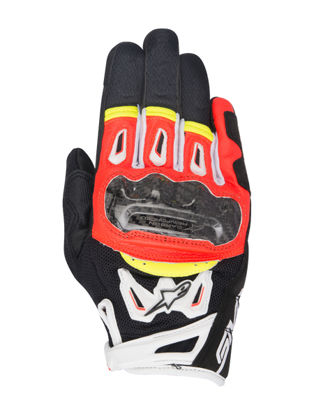 alpinestars handschuhe carbon S / Schwarz Rot Fl Weiß Yell Fl