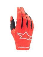 Alpinestars Radar Handschuhe 2025, Motocross-Handschuhe, Mars-Rot und Silber, Rückansicht mit silbernem Stern-Logo, schwarzen Fingerakzenten und flexiblem Stretchgewebe für den Offroad-Rennsport