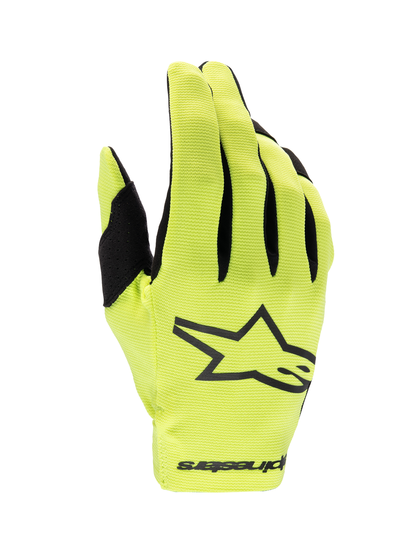 Alpinestars Radar Handschuhe 2025, Motocross-Handschuhe in Gelb Fluo und Schwarz, leichtes Design für Offroad-Einsätze.