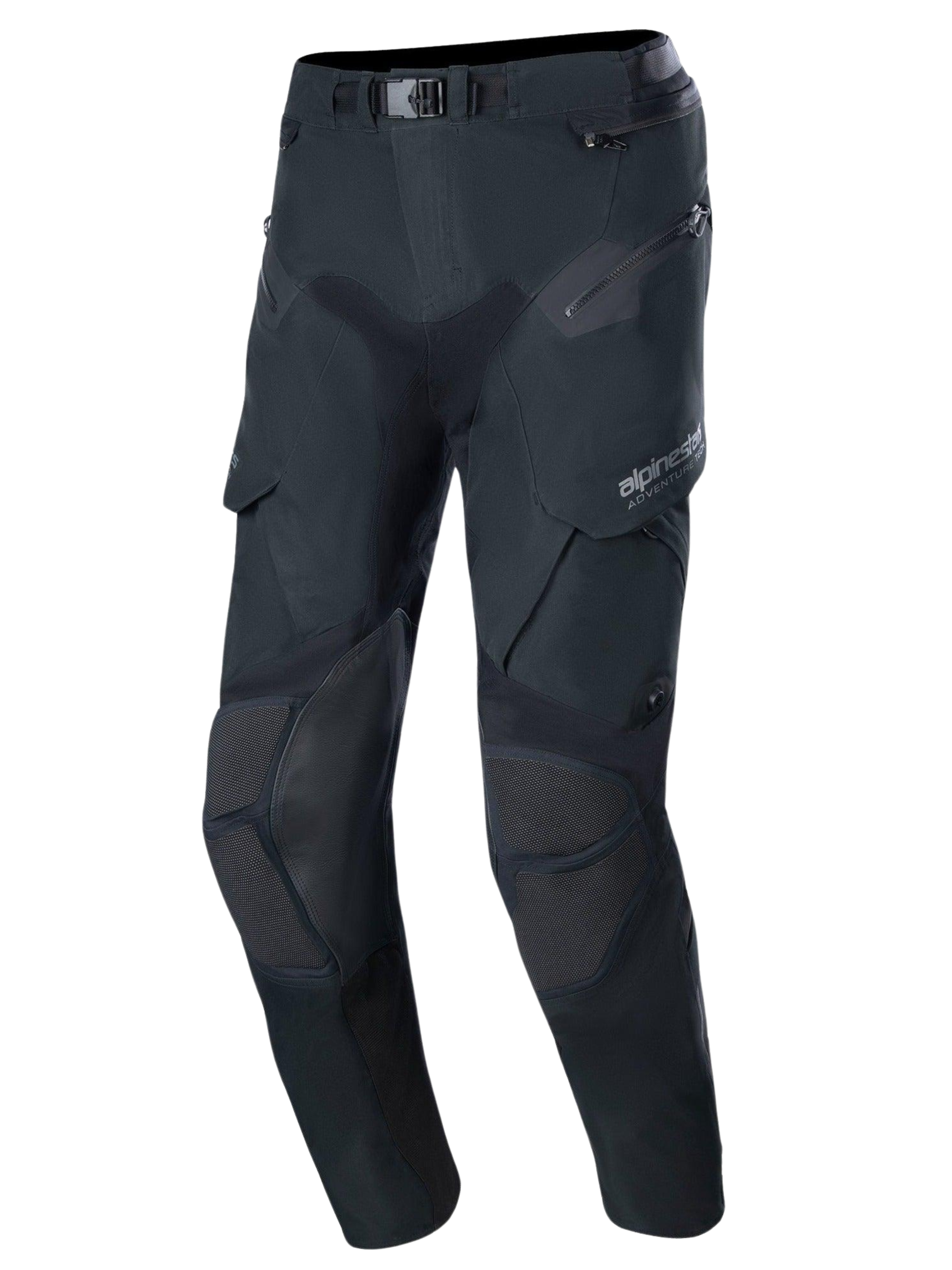 Alpinestars Boulder 3L GORE-TEX Hose - kurze Beinlänge, schwarze Adventure-Motorradhose, verstärkte Knie- und Oberschenkelpaneele, mehrere Reißverschlusstaschen, magnetischer Gürtelschnallenverschluss, strapazierfähiges Gewebe für wasserdichten Schutz