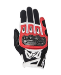Alpinestars SMX-2 Air Carbon V2 Handschuhe, Motorradhandschuhe, Schwarz, Rot und Weiß, mit Carbon-Knöchelschutz, atmungsaktiven 3D-Mesh-Einsätzen und Alpinestars-Logo, kurzes Design für sportliches Fahren.