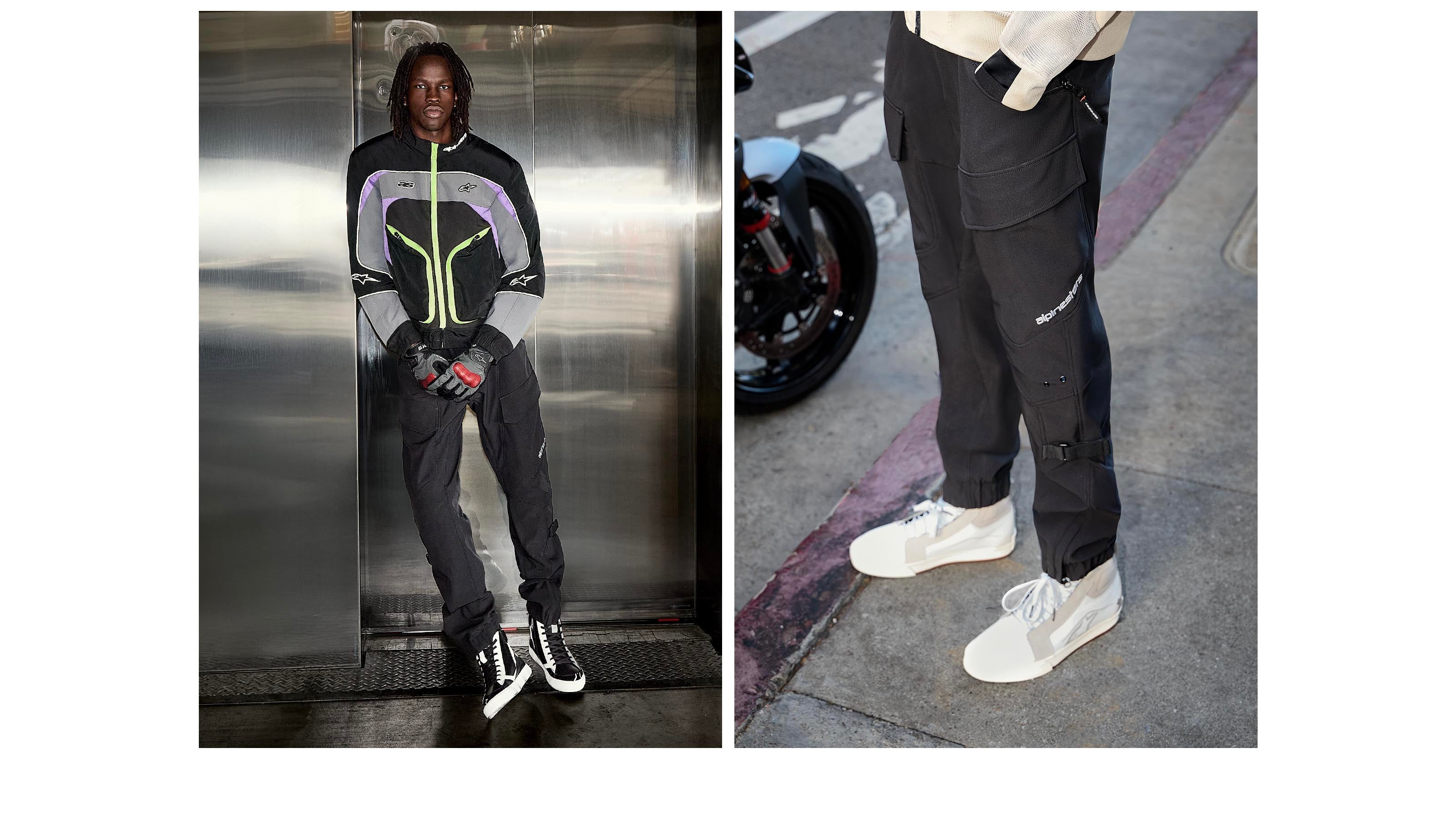 Alpinestars Juggernaut V2 Riding Pants, Men's Black urban motorcycle pants with cargo pockets and softshell construction.