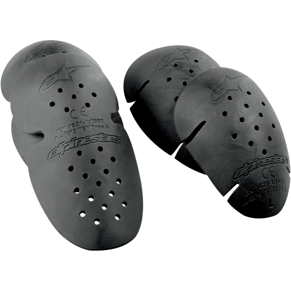 Alpinestars Bio Armor Schulter- und Ellbogenschützer, Motorrad-Protektoren, Schwarz, vierteiliges Set mit perforierten Belüftungslöchern, geprägtem Stern-Logo und CE-Zertifizierungskennzeichnungen