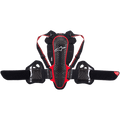 Alpinestars Nucleon KR-3 Rückenprotektor, Motorrad-Rückenprotektor, Schwarz und Rot, ergonomisches Gitterstruktur-Design mit weißem Logo, verstellbare Schultergurte, breiter Nierengurt mit seitlichem Rippenschutz, konzipiert für Stoßdämpfung und Atmungsaktivität