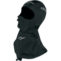 Alpinestars Winter Touring Sturmhaube, schwarze Motorrad-Sturmhaube mit weißen Logos, verfügt über einen verlängerten wasserdichten Halsrock, Flachnähte und Belüftungsöffnungen an der Nase, Kälteschutz für unter den Helm bei kaltem Wetter