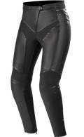 Alpinestars Stella Vika V2 Lederhose, Damen-Motorradhose, Schwarz, Premium-Lederkonstruktion mit Aramid-Stretcheinsätzen, körpernahes Design für eine schmeichelhafte Silhouette, CE-zertifizierter Schutz, elegante urbane Fahrausrüstung
